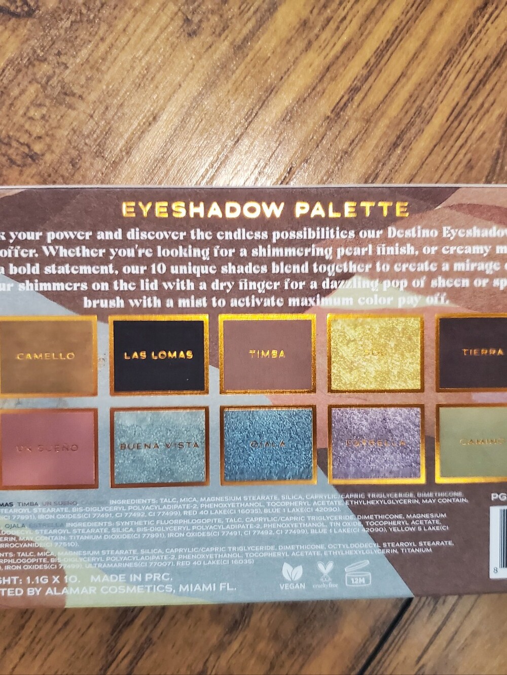 Alamar Cosmetics Destino 10 Pan Eyeshadow Palette New - Picture 4 of 4